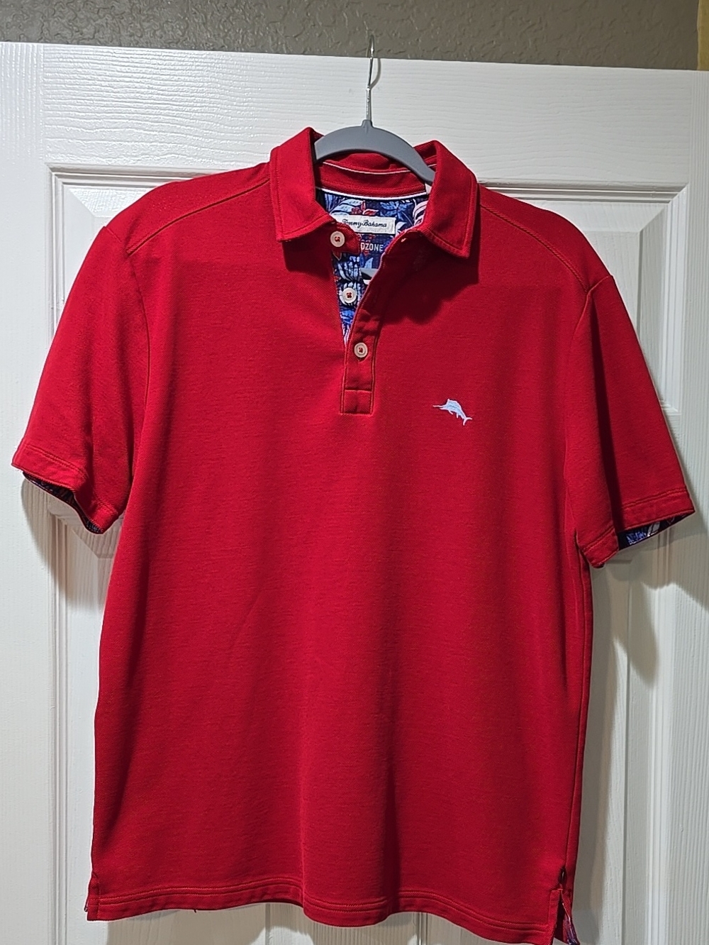 Tommy Bahama Red Short-Sleeve Polo with Dolphin Logo